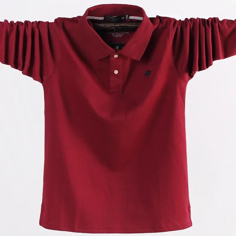 Autumn Men Polo Shirt Mens Business Work Cotton Male Top Tees Long Sleeve Turndown Collar Shirts Large Size 6XL 241120