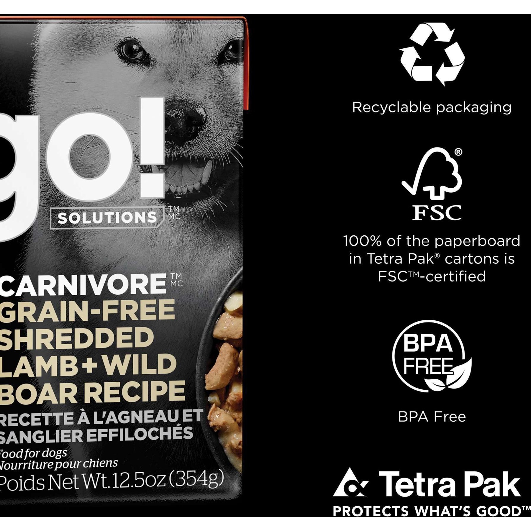 Go! Solutions Carnivore Grain-Free Shredded Lamb & Wild Boar Recipe Dog Food