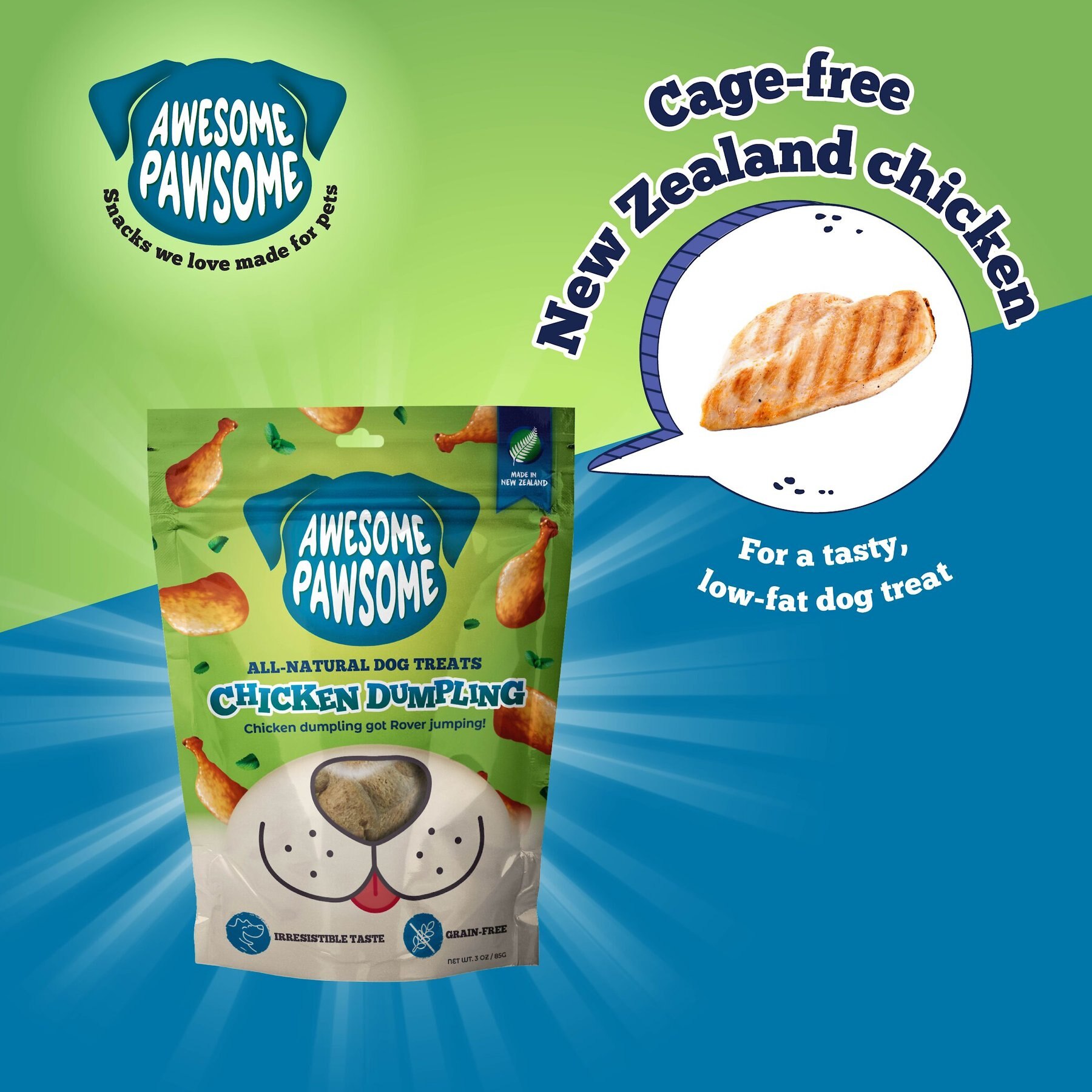 Awesome Pawsome Chicken Dumpling Dog Treats, 3-oz bag