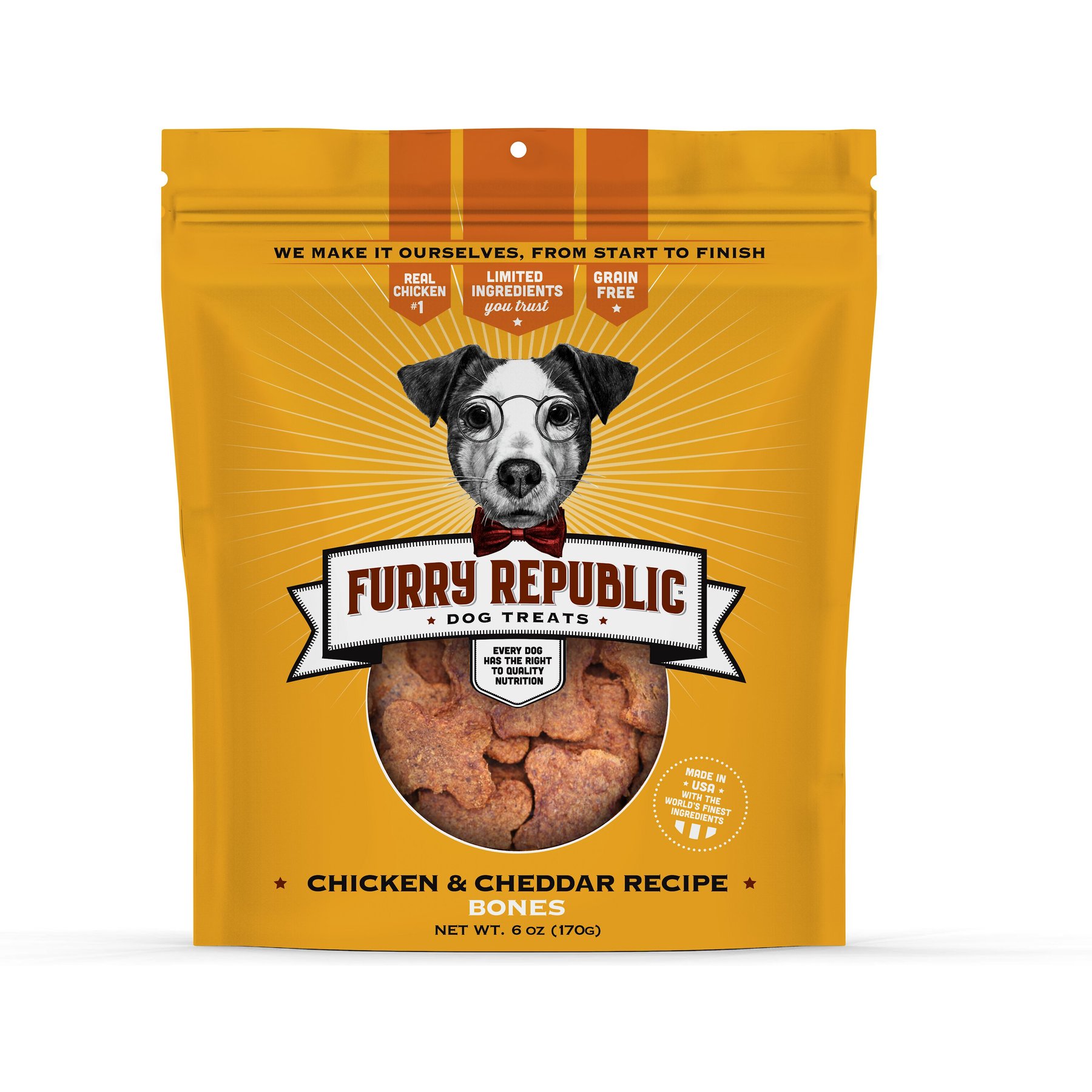 Furry Republic Bones Chicken & Cheddar Recipe Grain-Free Dog Treats