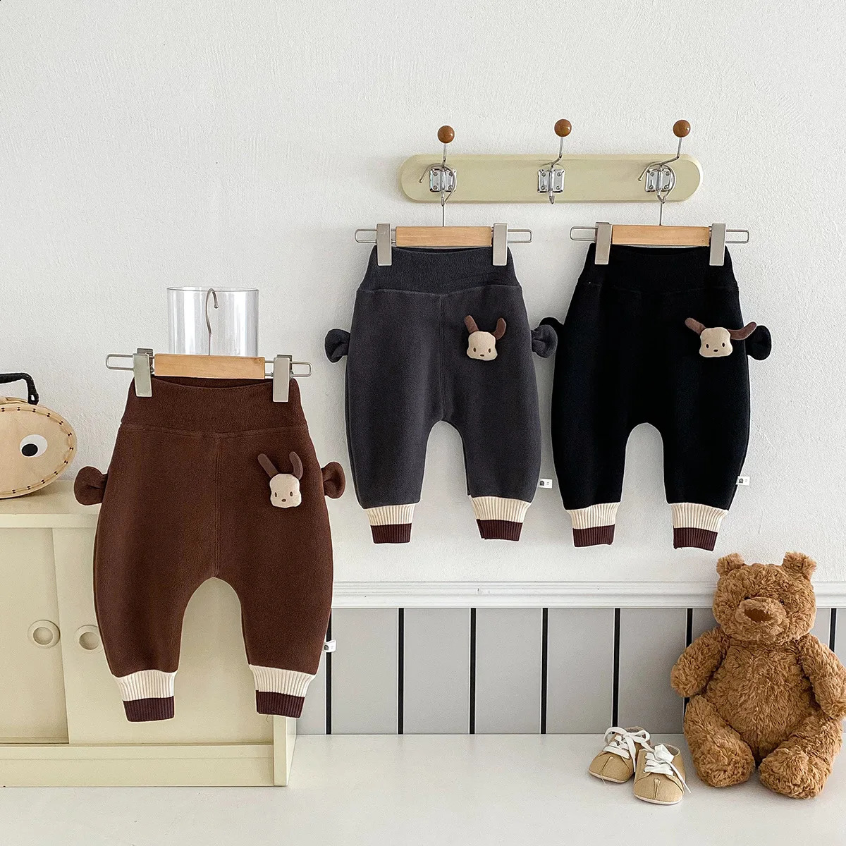 Baby Autumn Winter Pants Cute Cartoon High Waist Baby Boys PP Pants Thick Wool Versatile Preschool Boys Trousers 241121