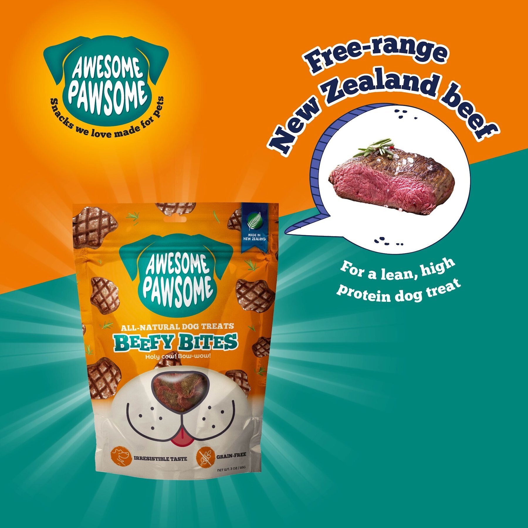 Awesome Pawsome Beefy Bites Dog Treats, 3-oz bag
