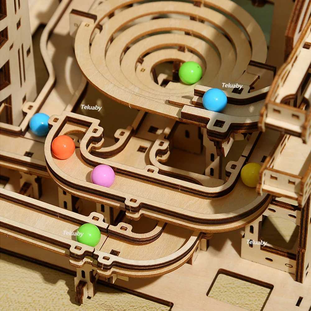 3d Wooden Puzzle Marble Runs Mechanical Puzzles Self Assembly Toy STEAM Educational Toys Model Building Kits for Kids Adult GiftXJ241120