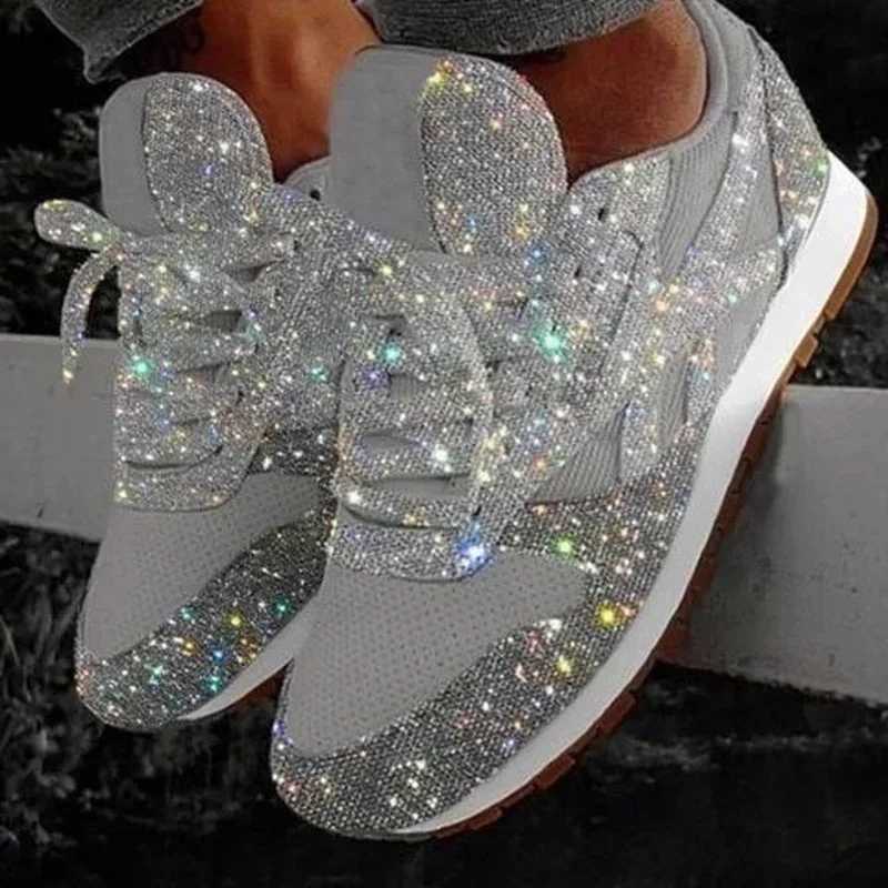 Wens casual sparkling shoes mesh flat shoes womens sequins Vcani shoes lace sneakers outdoor sports running shoes M241120