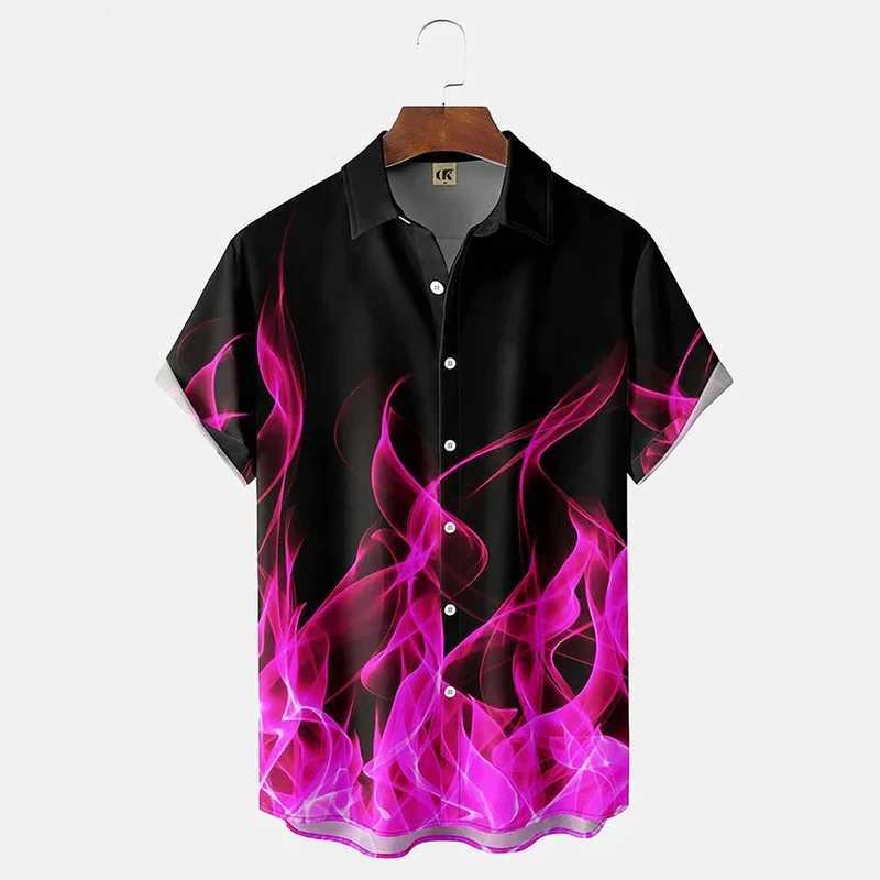 Flame MenS Shirts 3d Vintage Summer Fashion Red Flame Haiian Shirt Man Summer Short Sved Oversized Shirt For Men 2025XJ241120
