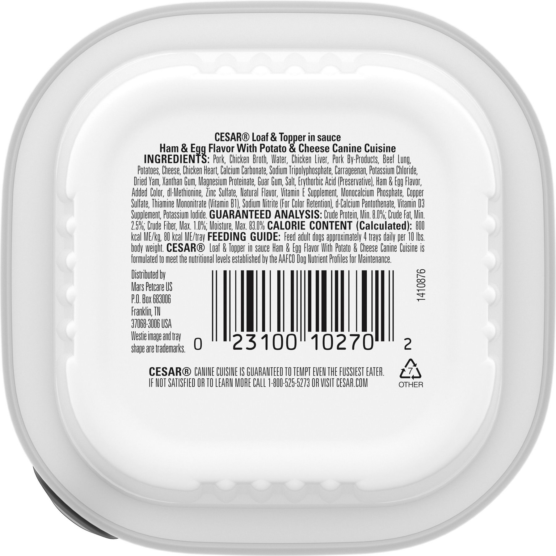 Cesar Loaf & Topper in Sauce Ham & Egg Flavor with Potato & Cheese Grain-Free Small Breed Adult Wet Dog Food
