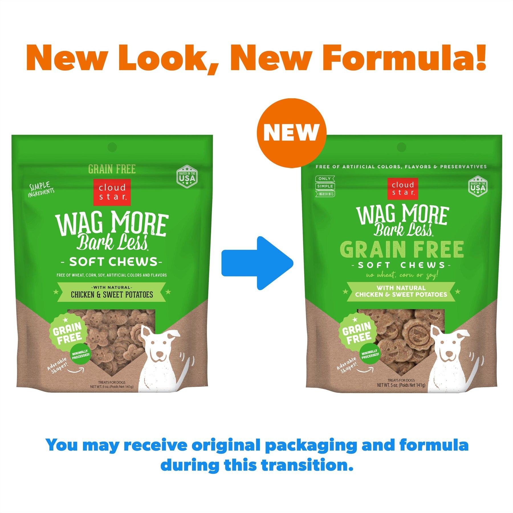 Cloud Star Wag More Bark Less Soft Chews with Chicken & Sweet Potato Grain-Free Dog Treats