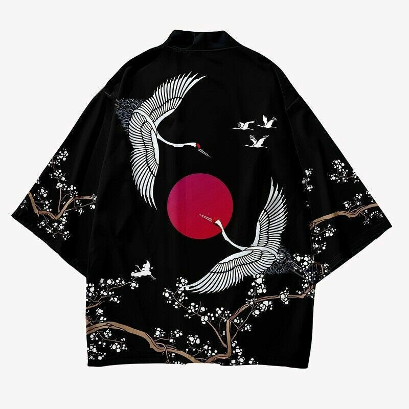 Men's Jackets Chinese style retro kimono cloak 3D digital printed seven quarter sleeve