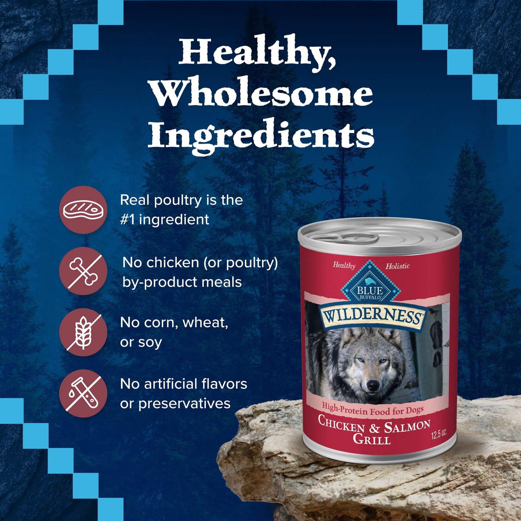 Blue Buffalo Wilderness Salmon & Chicken High-Protein Grain-Free Adult Canned Dog Food