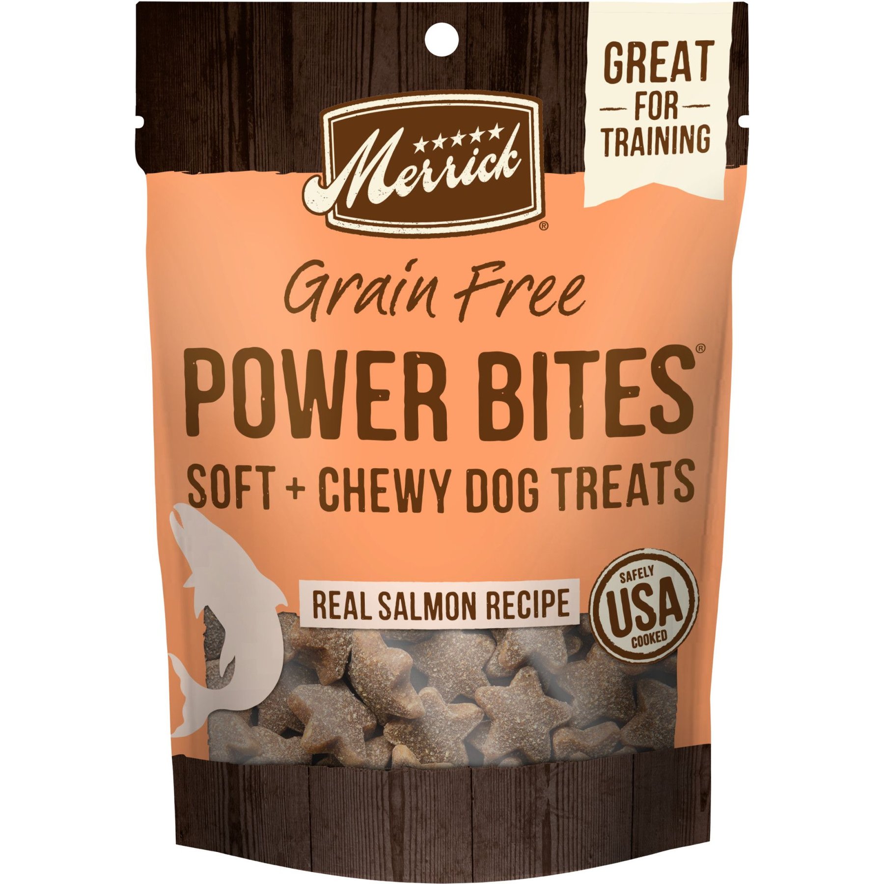 Merrick Power Bites Real Salmon Recipe Grain-Free Soft & Chewy Dog Treats