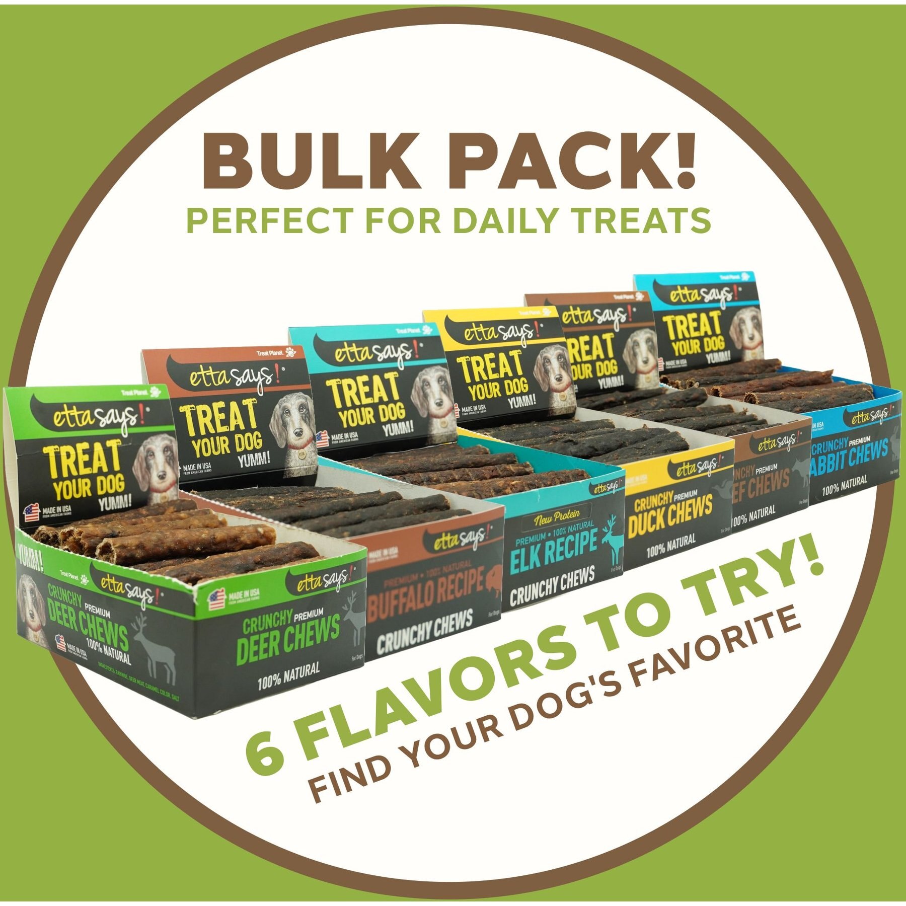 Etta Says! Premium 4" Deer Recipe Crunchy Dog Chews, 36 count