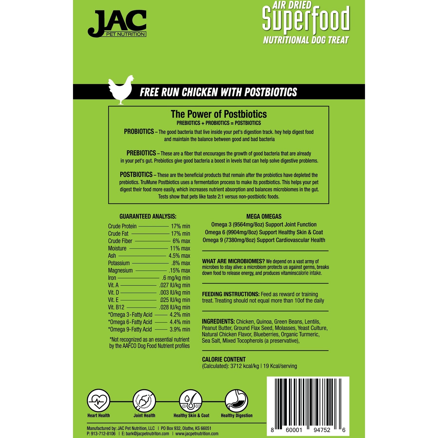JAC Pet Nutrition Superfood Free Run Chicken Dehydrated Dog Treats
