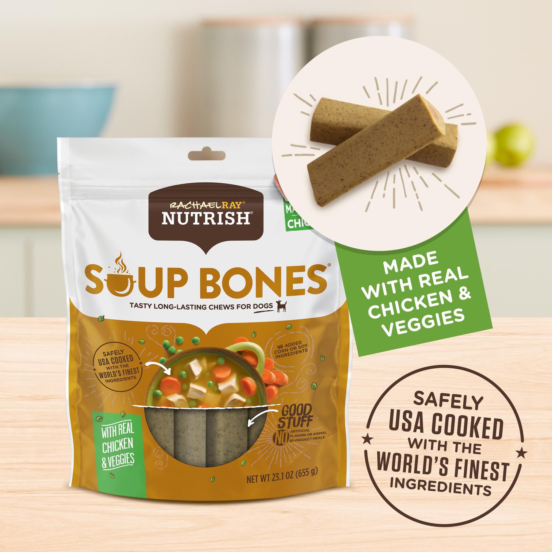 Rachael Ray Nutrish Soup Bones Chicken & Veggies Flavor Dog Treats