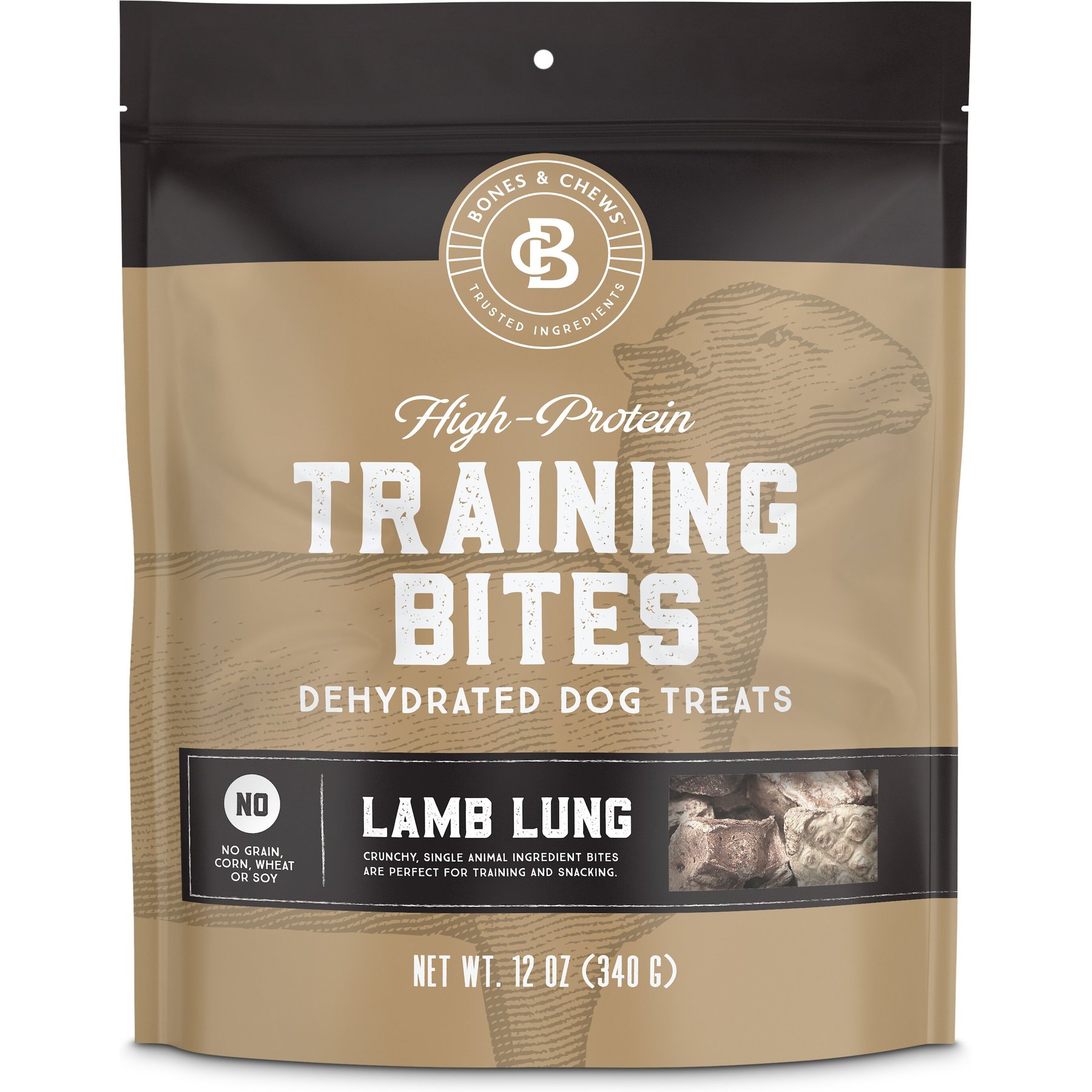 Bones & Chews All-Natural Lamb Lung Dehydrated Dog Treats, 12-oz bag