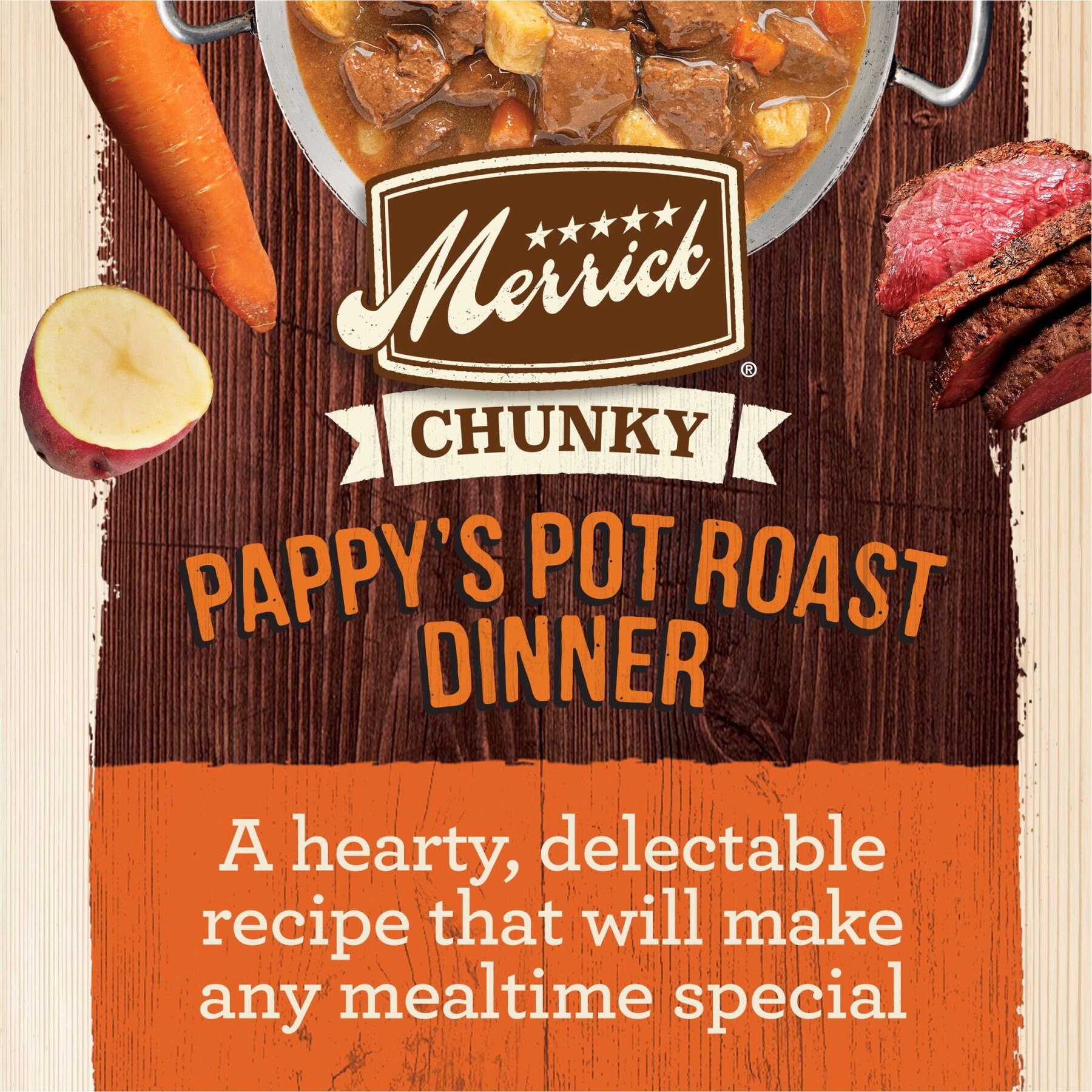 Merrick Chunky Grain-Free Wet Dog Food Pappy's Pot Roast Dinner