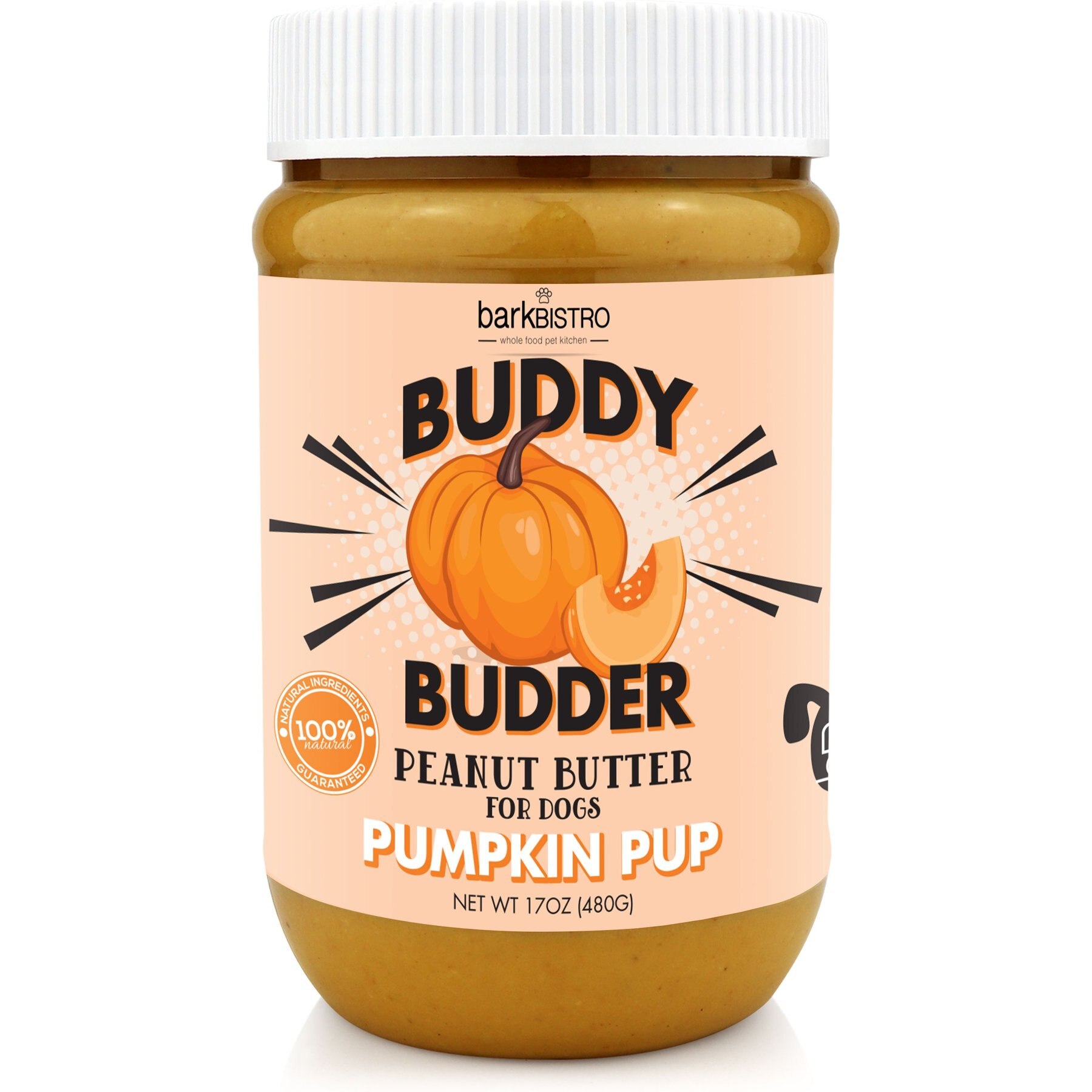 Bark Bistro Company Buddy Budder Pumpkin & Cinnamon Peanut Butter Lickable Dog Treats, 17-oz jar