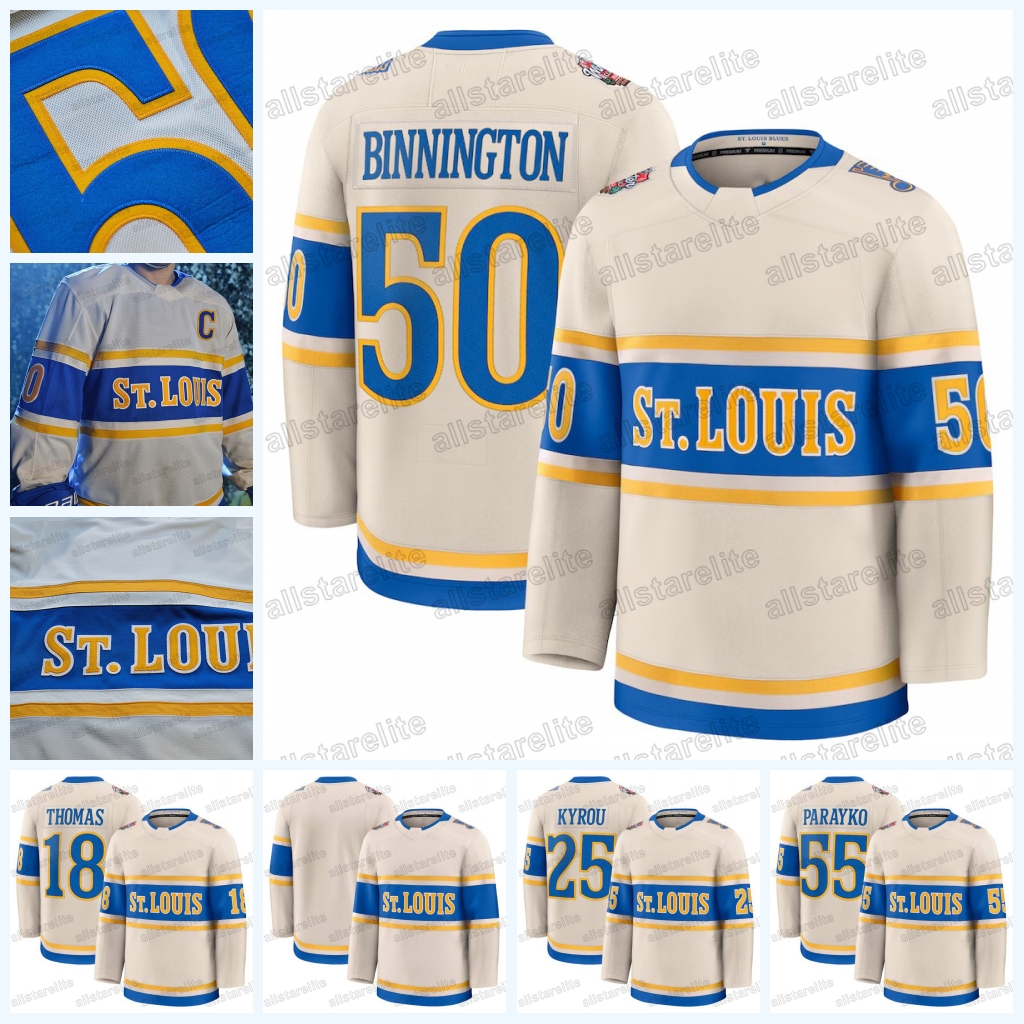 2025 Blue Winter Classic 50 Binnington 63 Jake Neighbours 25 Kyrou 18Robert Thomas 89 Buchnevich 20 Saad 26 Nathan Walker Custom Premium Jersey