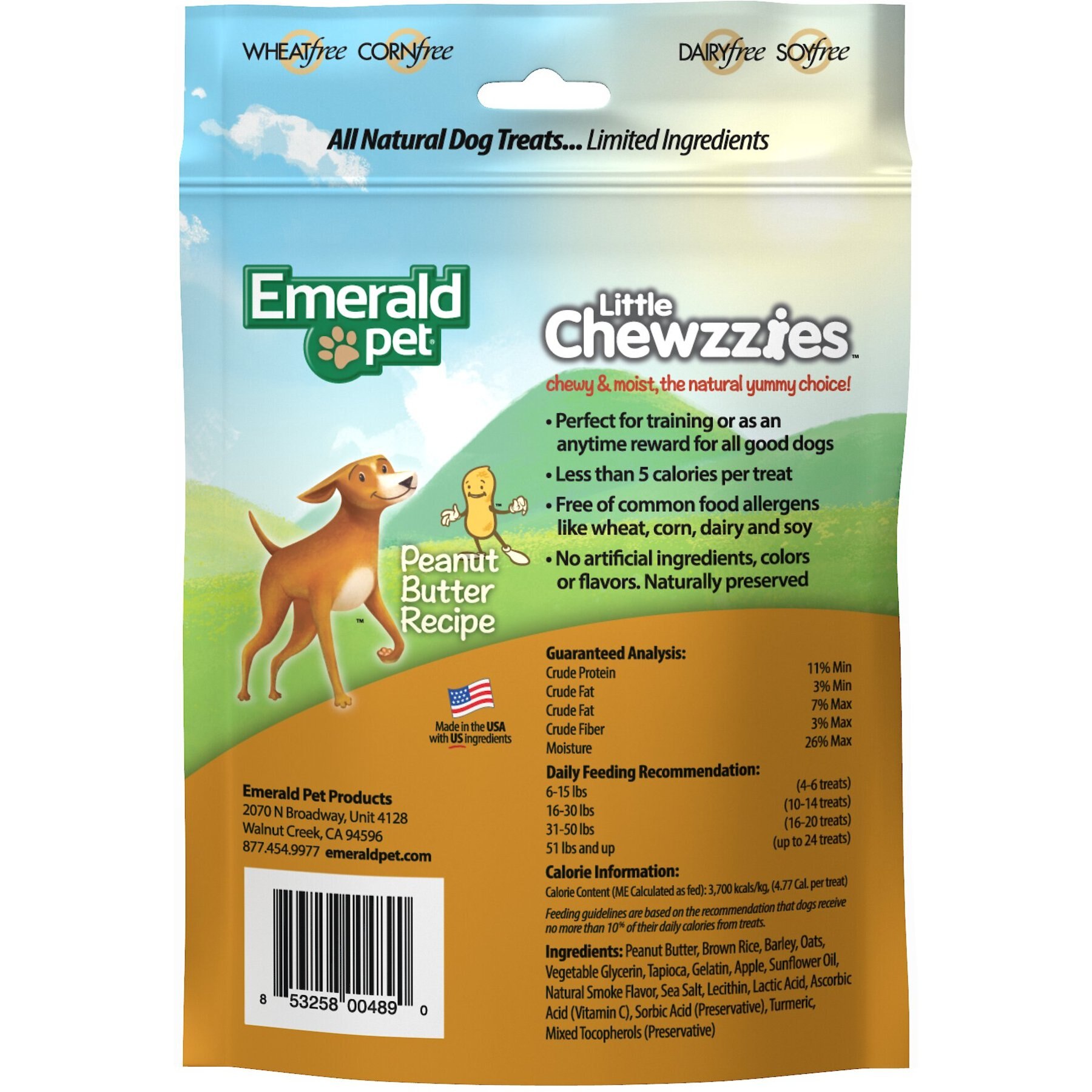 Emerald Pet Little Chewzzies Peanut Butter Recipe Chicken-Free Dog Treats