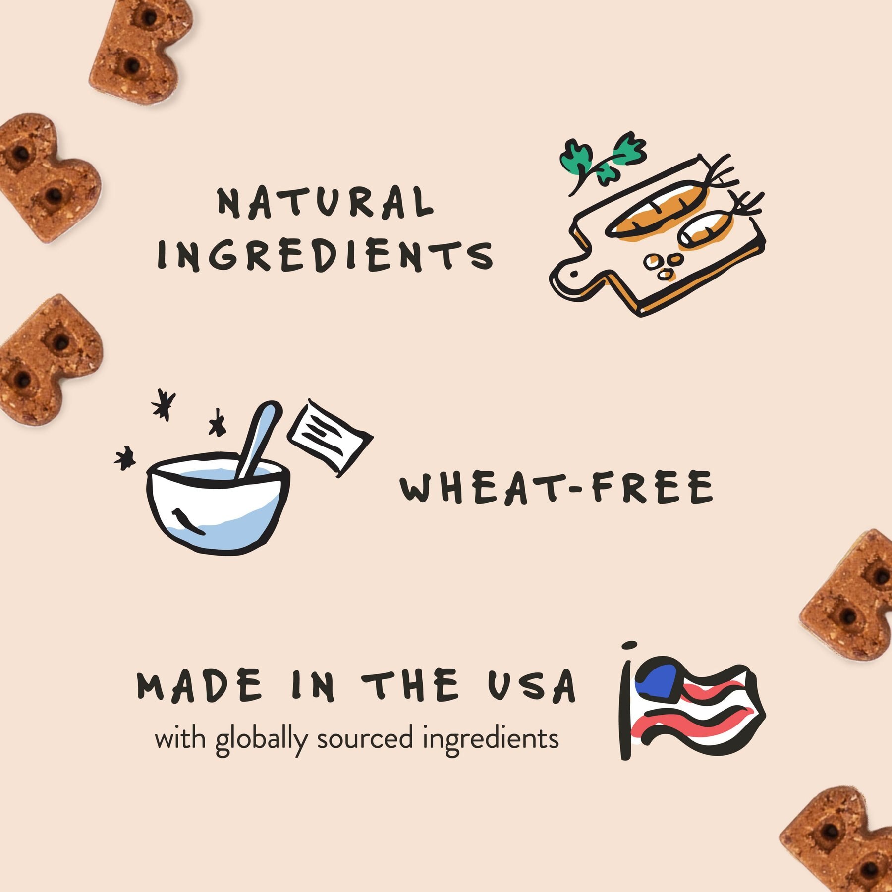 Bocce's Bakery Campfire S'mores Peanut Butter, Carob & Vanilla Recipe Dog Treats, 6-oz bag