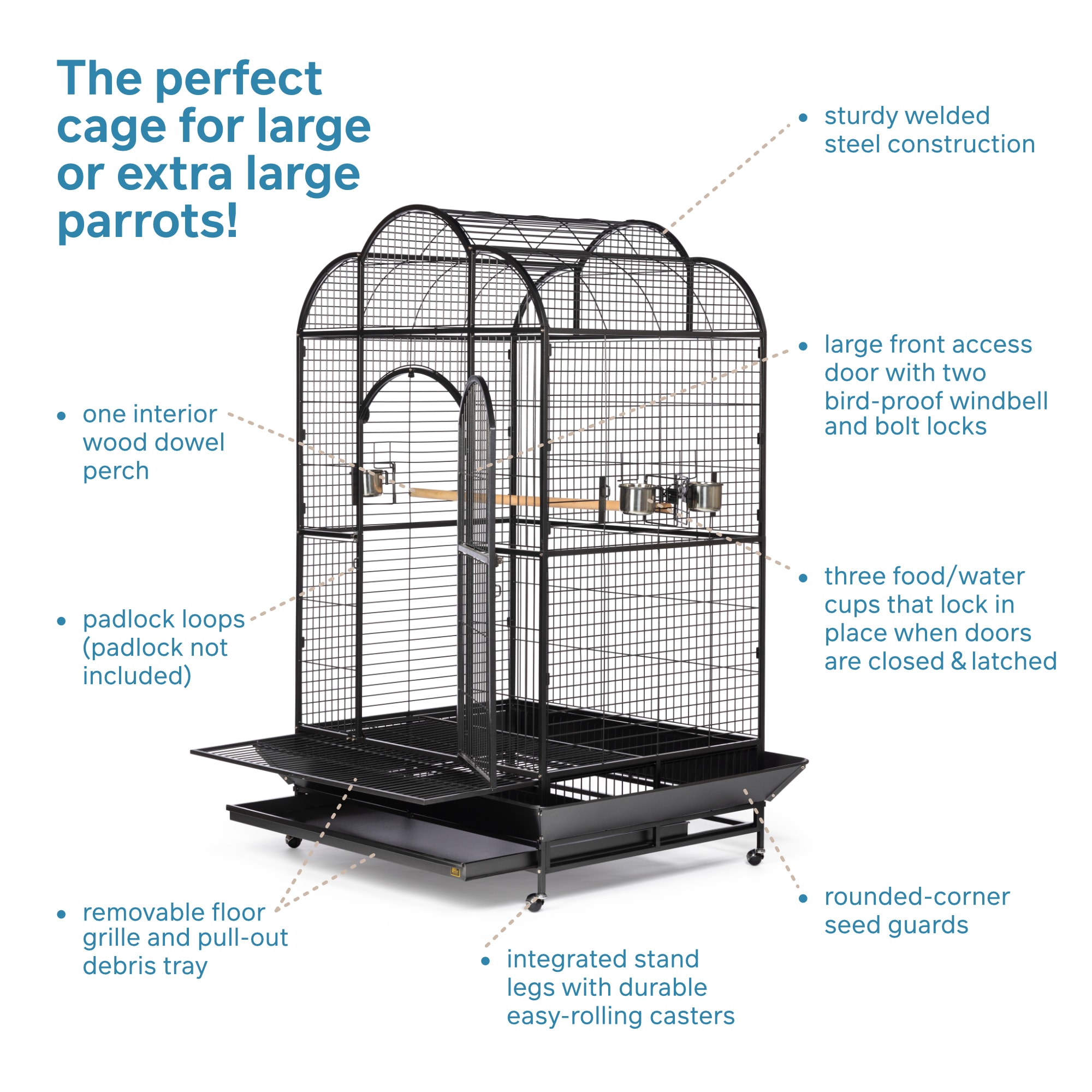 Prevue Pet Products Signature Series Wrought Iron Silverado Macaw Dometop Bird Cage in Silver