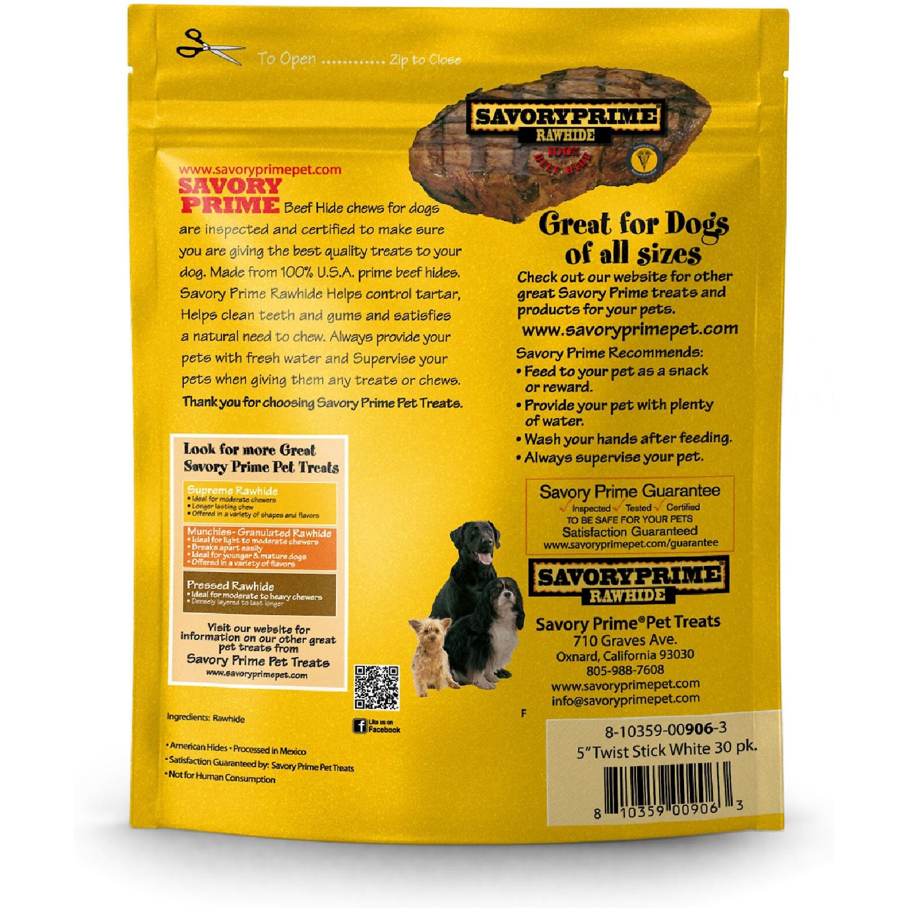 Savory Prime White Rawhide Twists Dog Treats, 5-in