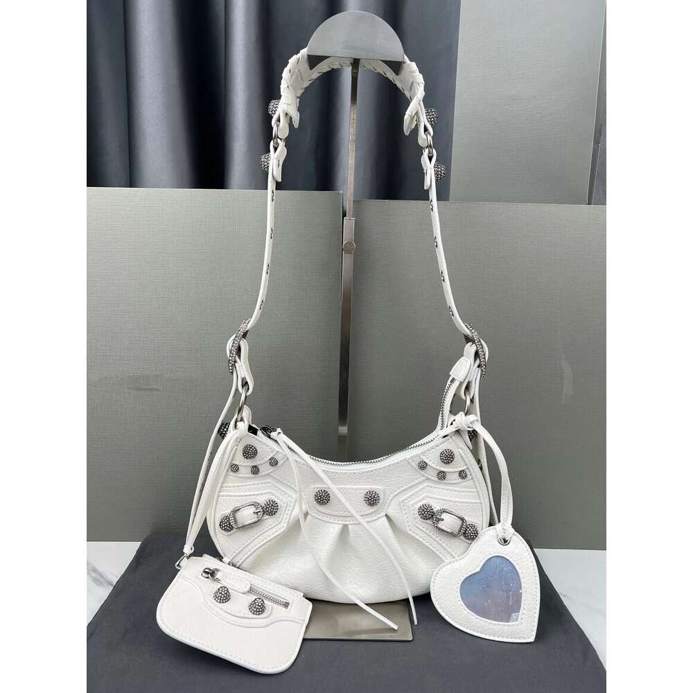 luxury Designer Le CAGOLE Motorcycle Shoulder Bags Genuine Leather Women Fashion Half-moon Tote Bag Dia Black High Quality r32