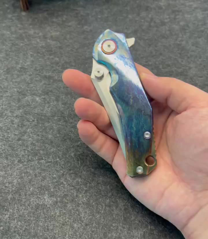 High End Flipper Knife M390 Satin Tanto Blade Anodizing TC4 Titanium Alloy Handle Ball Bearing EDC Pocket Folder Knives Outdoor Tools