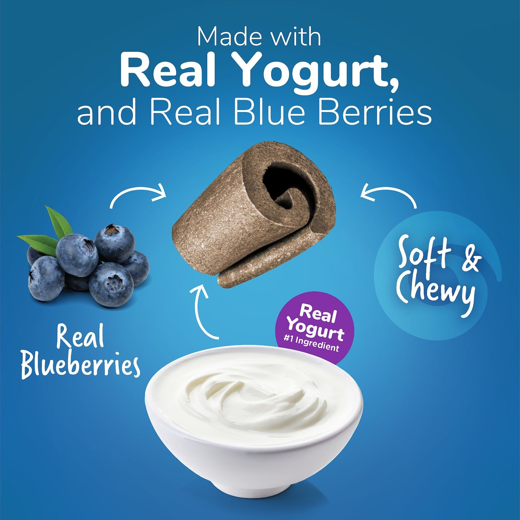 Fruitables Yogos Blueberry Flavor Grain-Free Dog Treats, 12-oz pouch