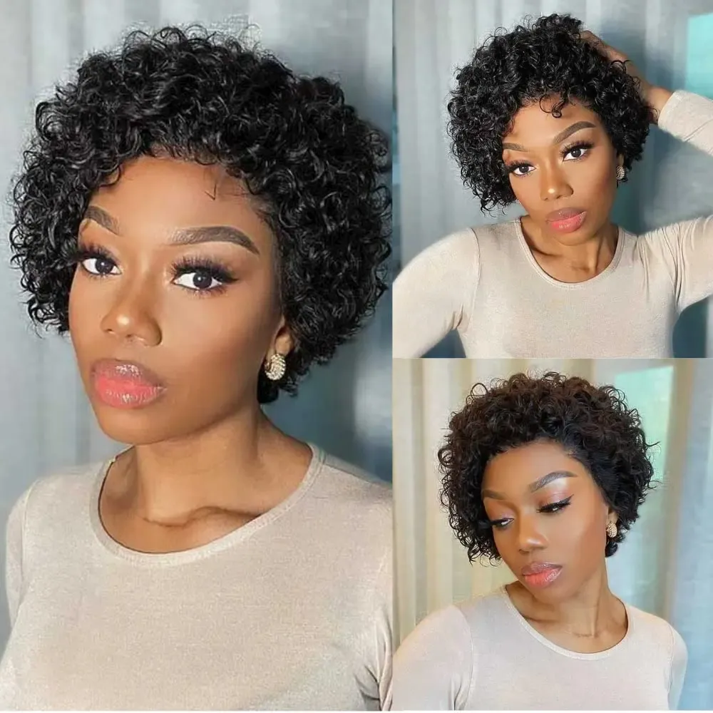 13x1 Classy Human Hair Wigs HD Short Bob Highlight Lace Front Human Pixie curly wigs For Women Lace Frontal Wig Pre Plucked Honey Blonde Colored Human