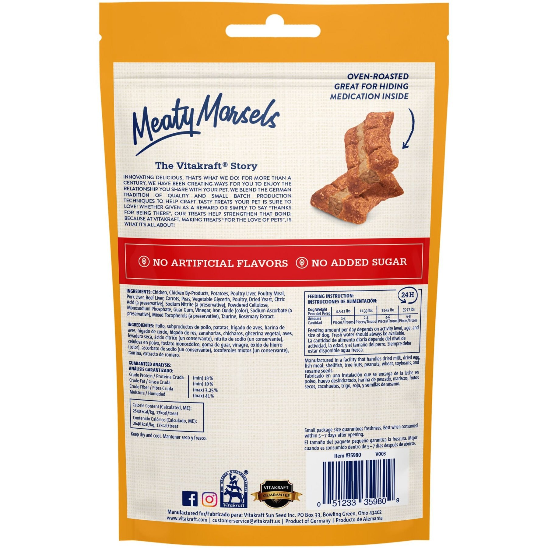 Vitakraft Meaty Morsels Chicken Recipe with Beef Soft & Chewy Dog Treats, 4.2-oz bag, 3 count