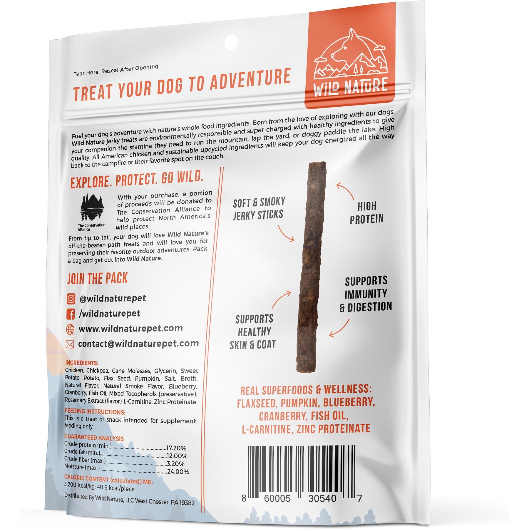 Wild Nature Chicken, Sweet Potato, Pumpkin & Flaxseed with Real Superfoods Jerky Dog Treats, 8-oz bag