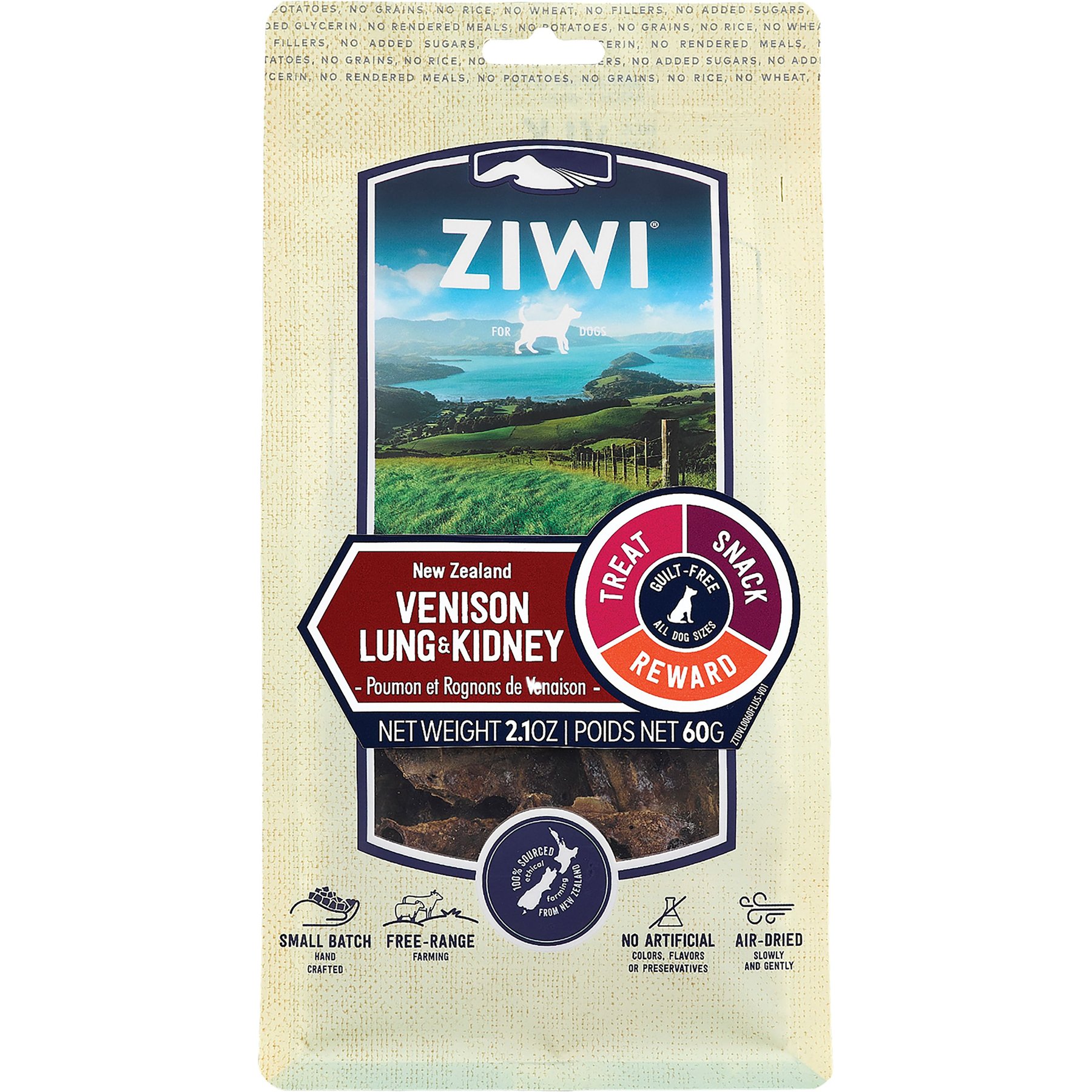 ZIWI Venison Lung & Kidney Dog Treats, 2.1-oz bag