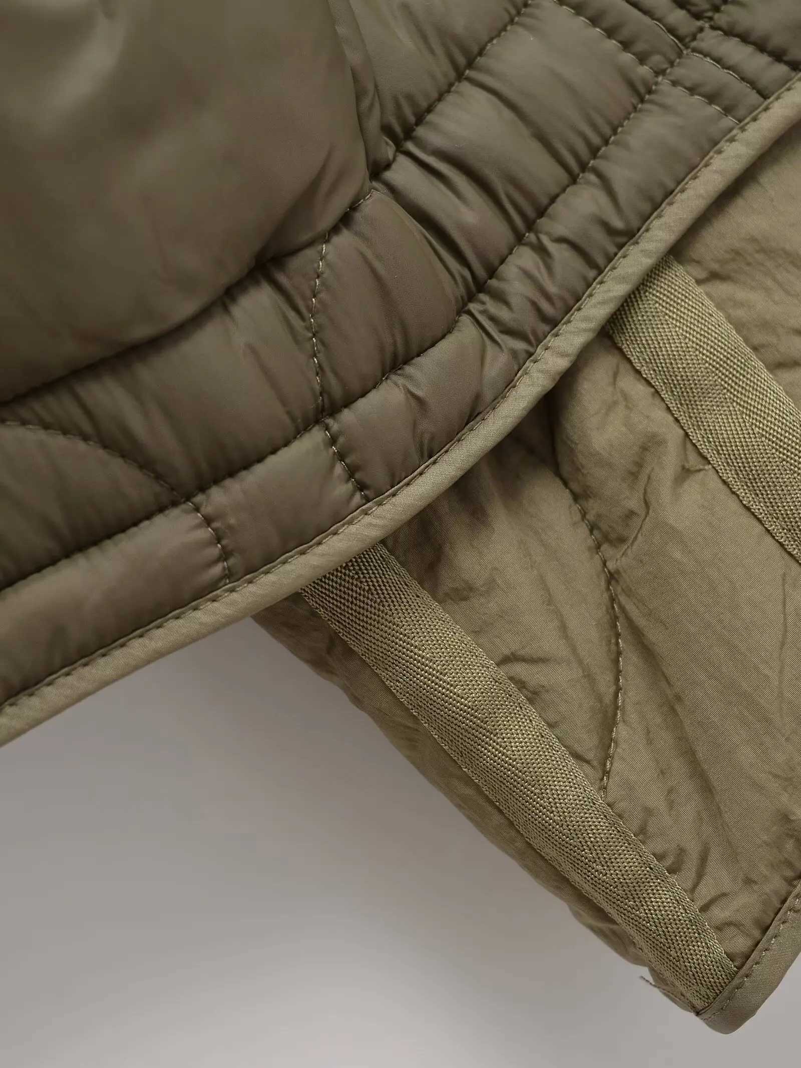 KAOPU ZA 2024 High Quality Womens Autumn and Winter Fashion Quilt Cotton Pocket Jacket Womens Retro Brushed Warm Coat X241120