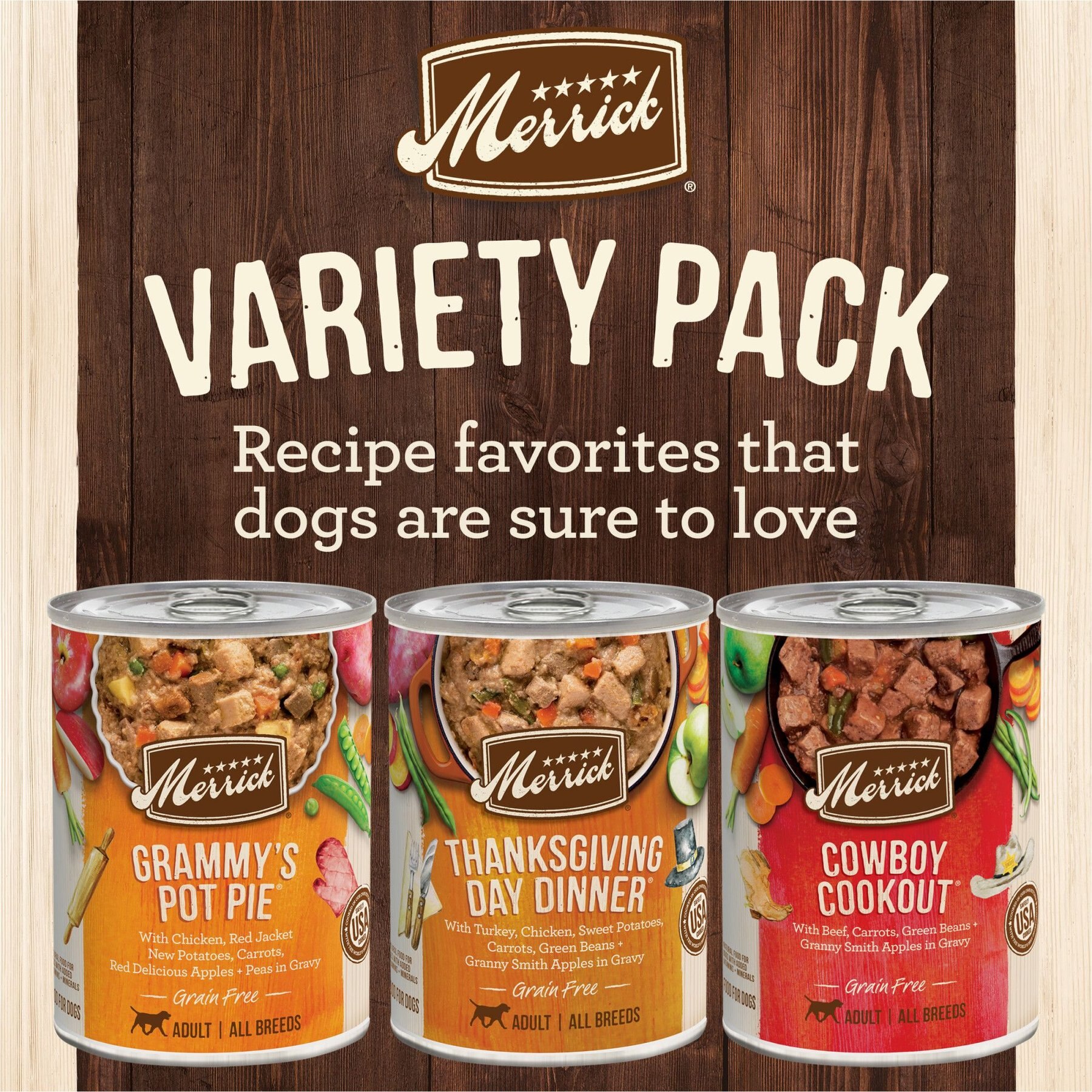 Merrick Grain-Free Favorites Wet Dog Food Variety Pack