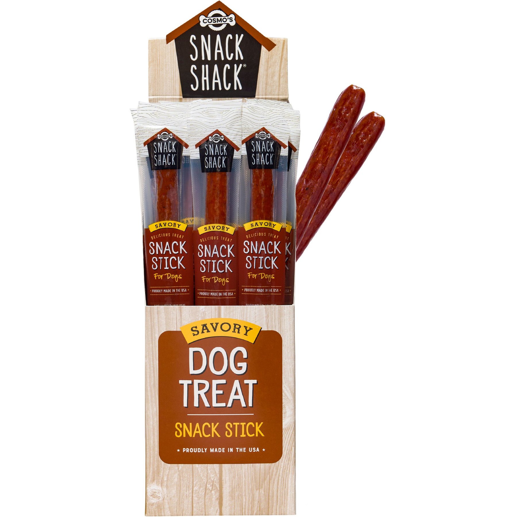 Cosmo's Snack Shack Savory Sticks Pork Barbecue High-Protein Jerky Dog Treats, 24 count