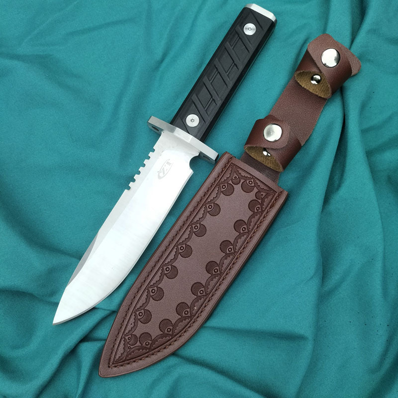 0006 Survival Straight Knife CPM-3V Satin Drop Point Blade Full Tang G10 Handle Outdoor Camping Tactical Knives with Kydex