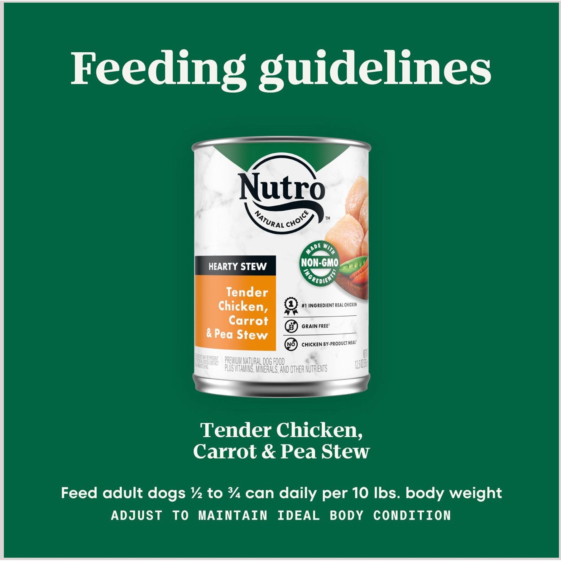 Nutro Hearty Stew Tender Chicken, Carrot & Pea Stew Grain-Free Canned Adult Wet Dog Food