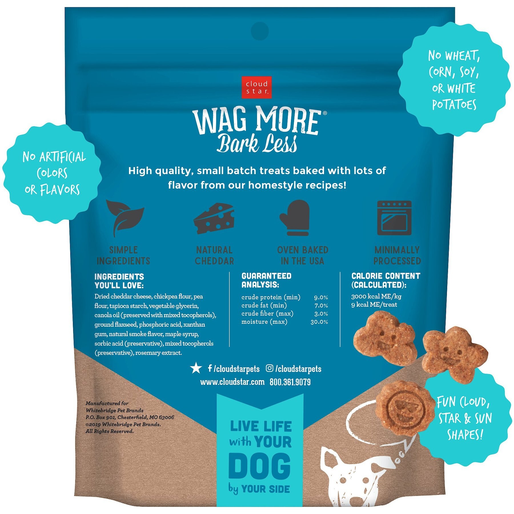 Cloud Star Wag More Bark Less Soft Chews with Smooth Aged Cheddar Grain-Free Dog Treats