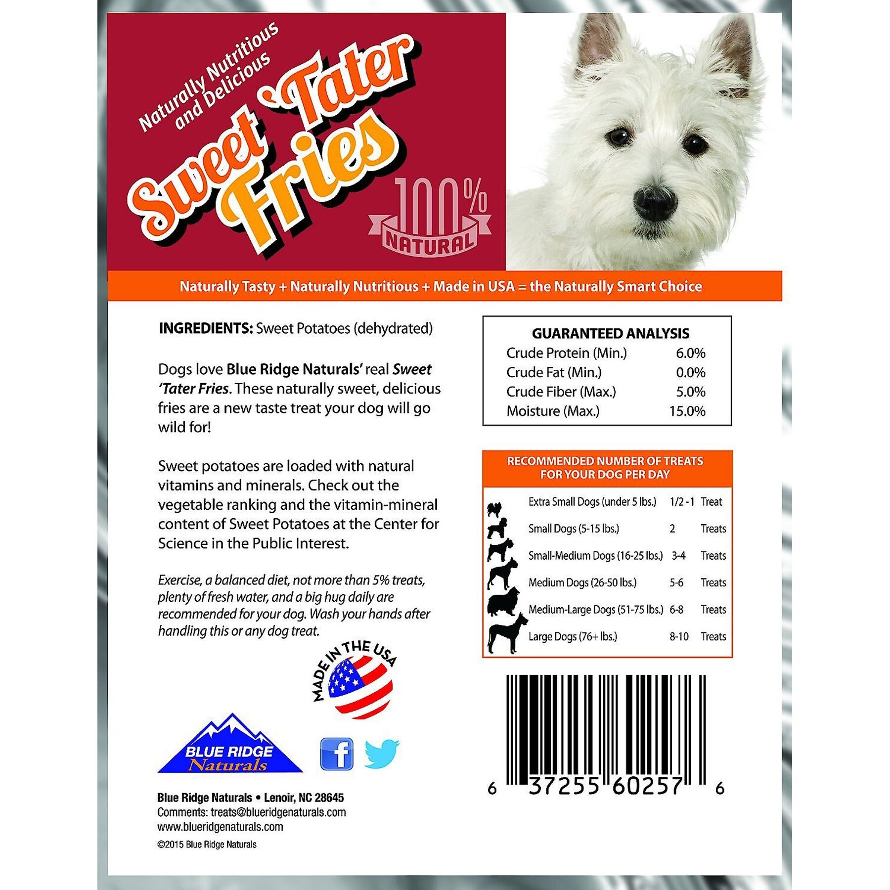 Blue Ridge Naturals Sweet Tater Fries Dehydrated Dog Treats