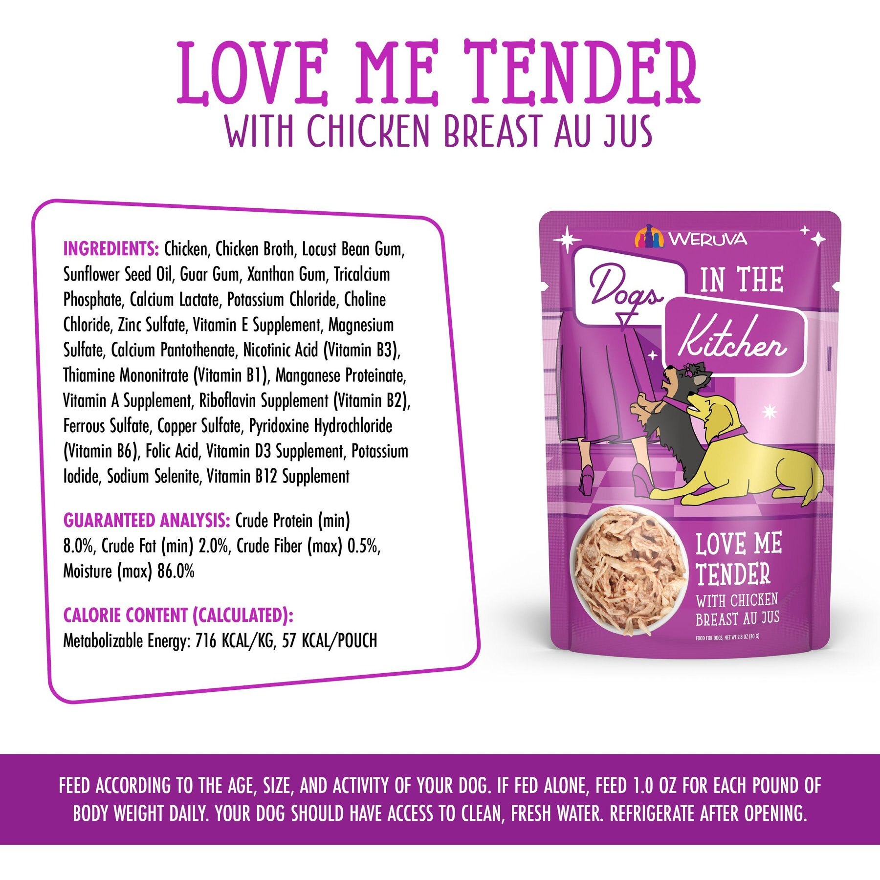 Weruva Dogs in the Kitchen Love Me Tender with Chicken Breast Au Jus Grain-Free Dog Food Pouches