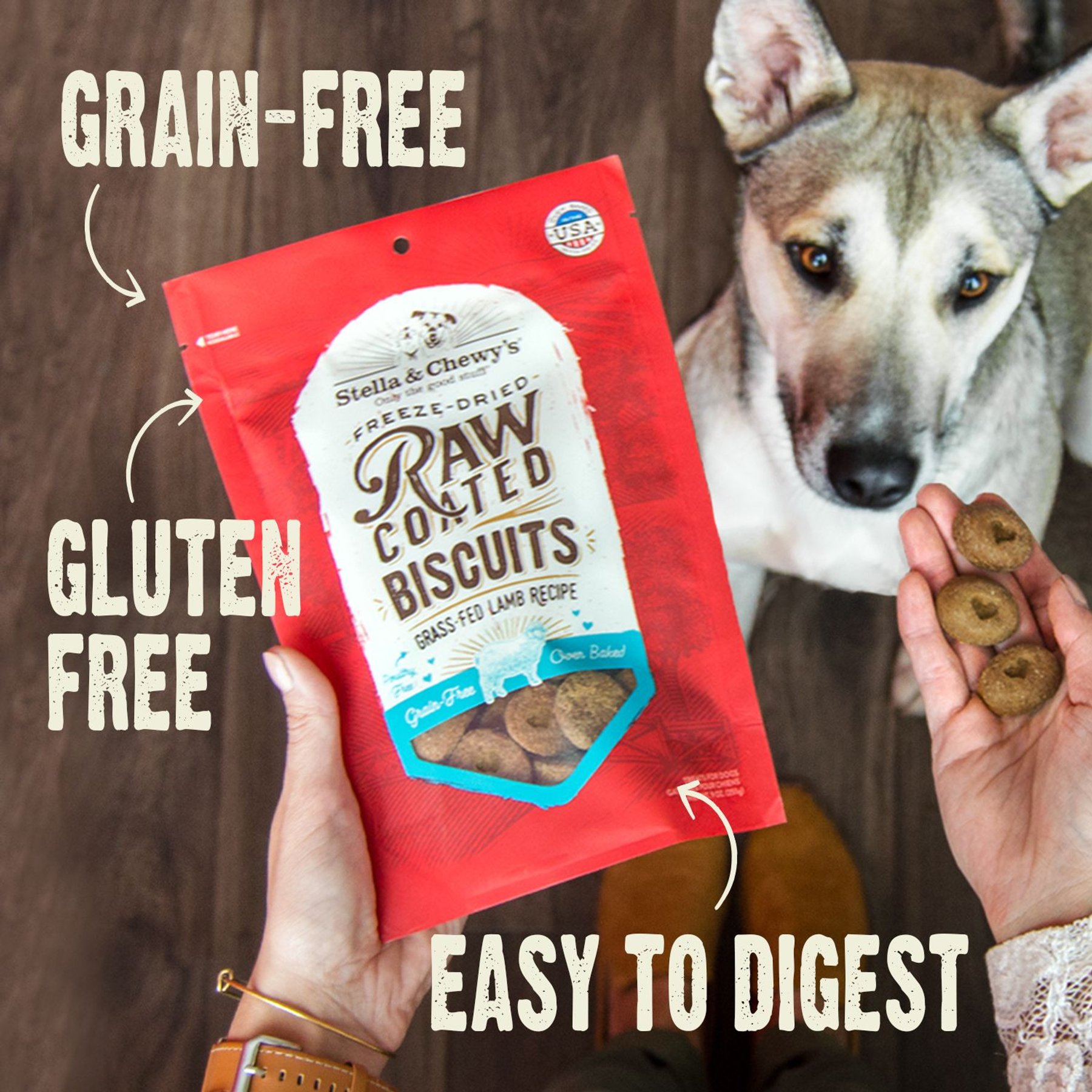 Stella & Chewy's Raw Coated Biscuits Cage-Free Chicken Recipe Freeze-Dried Grain-Free Dog Treats