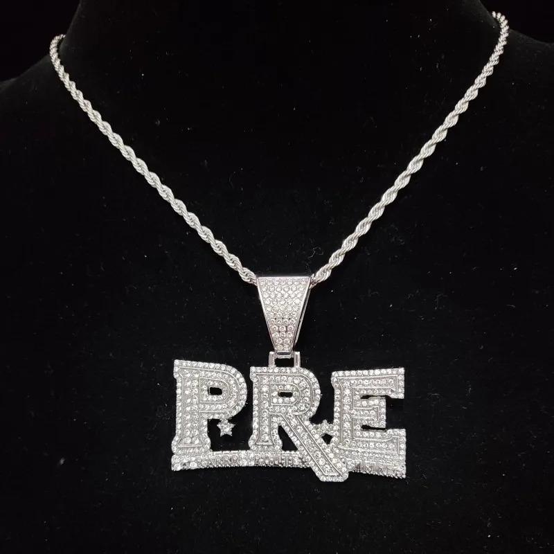 Women Men Hip Hop PRE Pendant Necklace Cuban Chain Hiphop Iced Out Bling Necklaces Fashion Jewelry Charm Gifts 241120