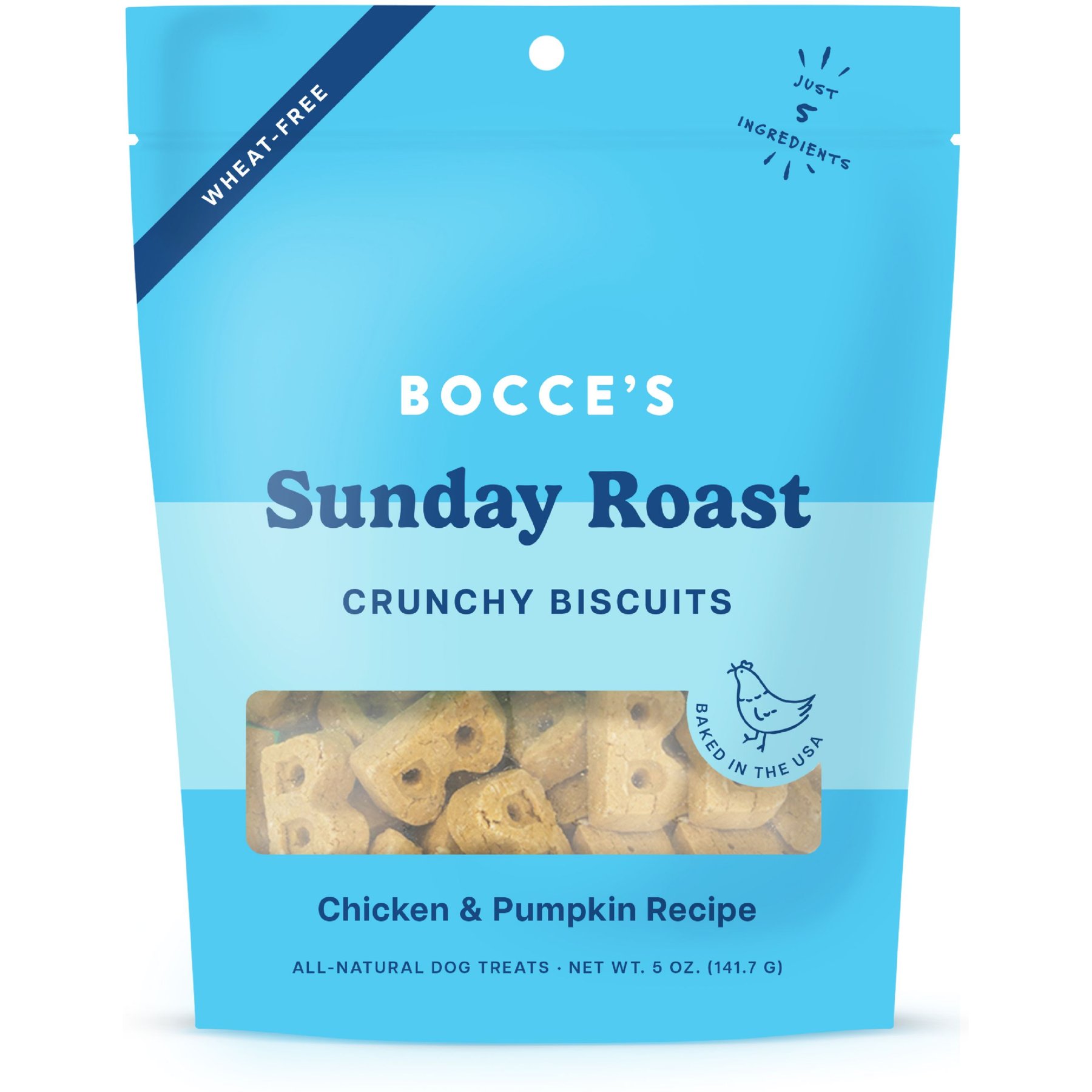 Bocce's Bakery Everyday Sunday Roast Biscuits Crunchy Dog Treats, 5-oz bag