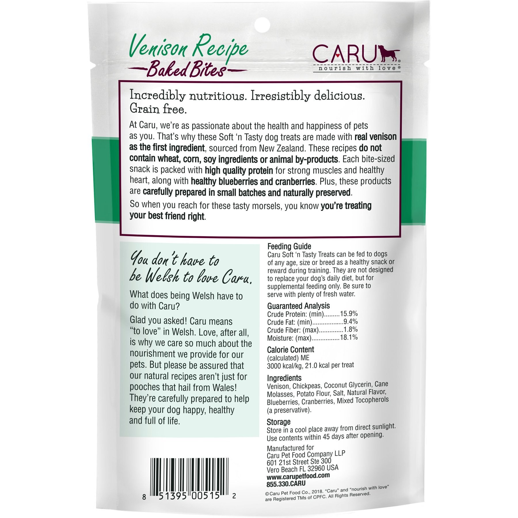 Caru Soft 'n Tasty Baked Bites Venison Recipe Grain-Free Dog Treats
