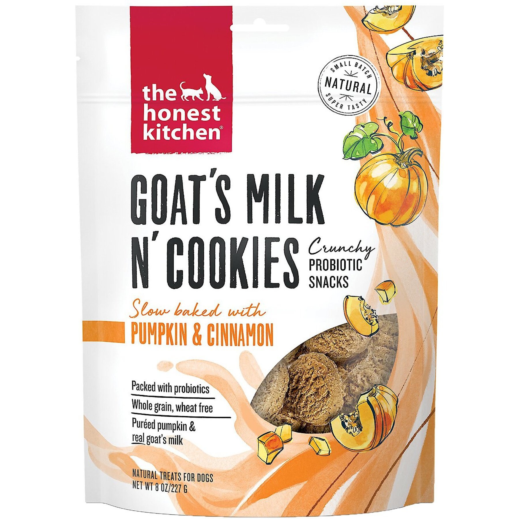 The Honest Kitchen Goat's Milk N' Cookies Slow-Baked with Pumpkin Dog Treats, 8-oz bag