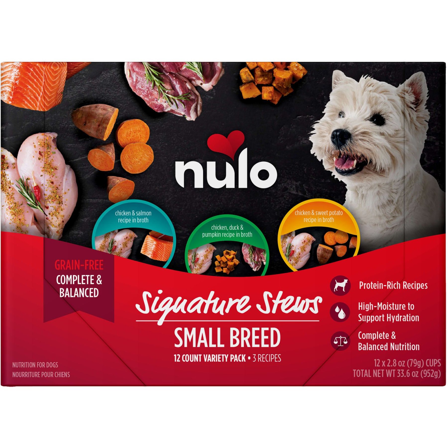 Nulo Signature Stews Variety Pack Grain-Free Small Breed Wet Dog Food, 2.8-oz cup, case of 12