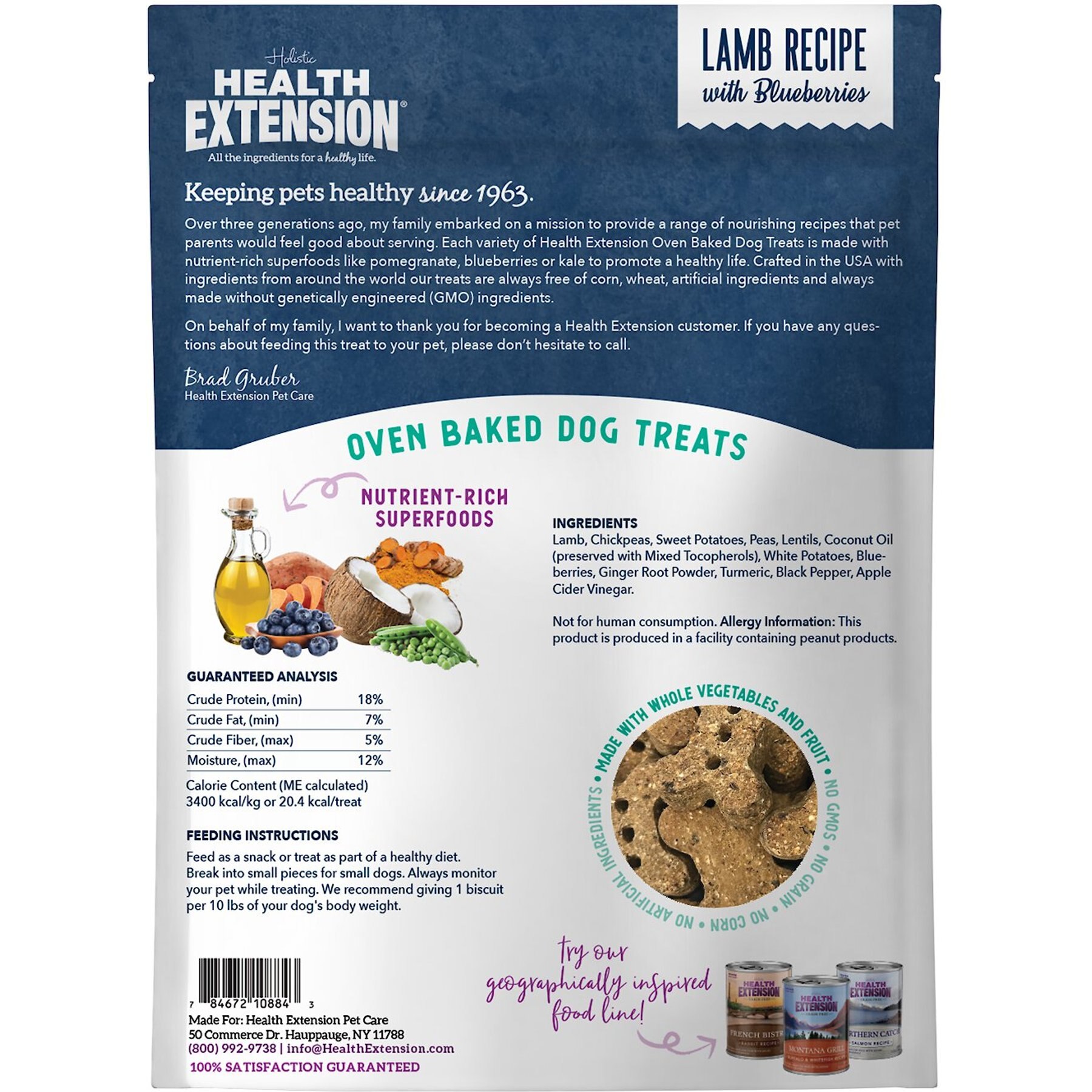 Health Extension Grain-Free Oven Baked Lamb Recipe with Blueberries Dog Treats