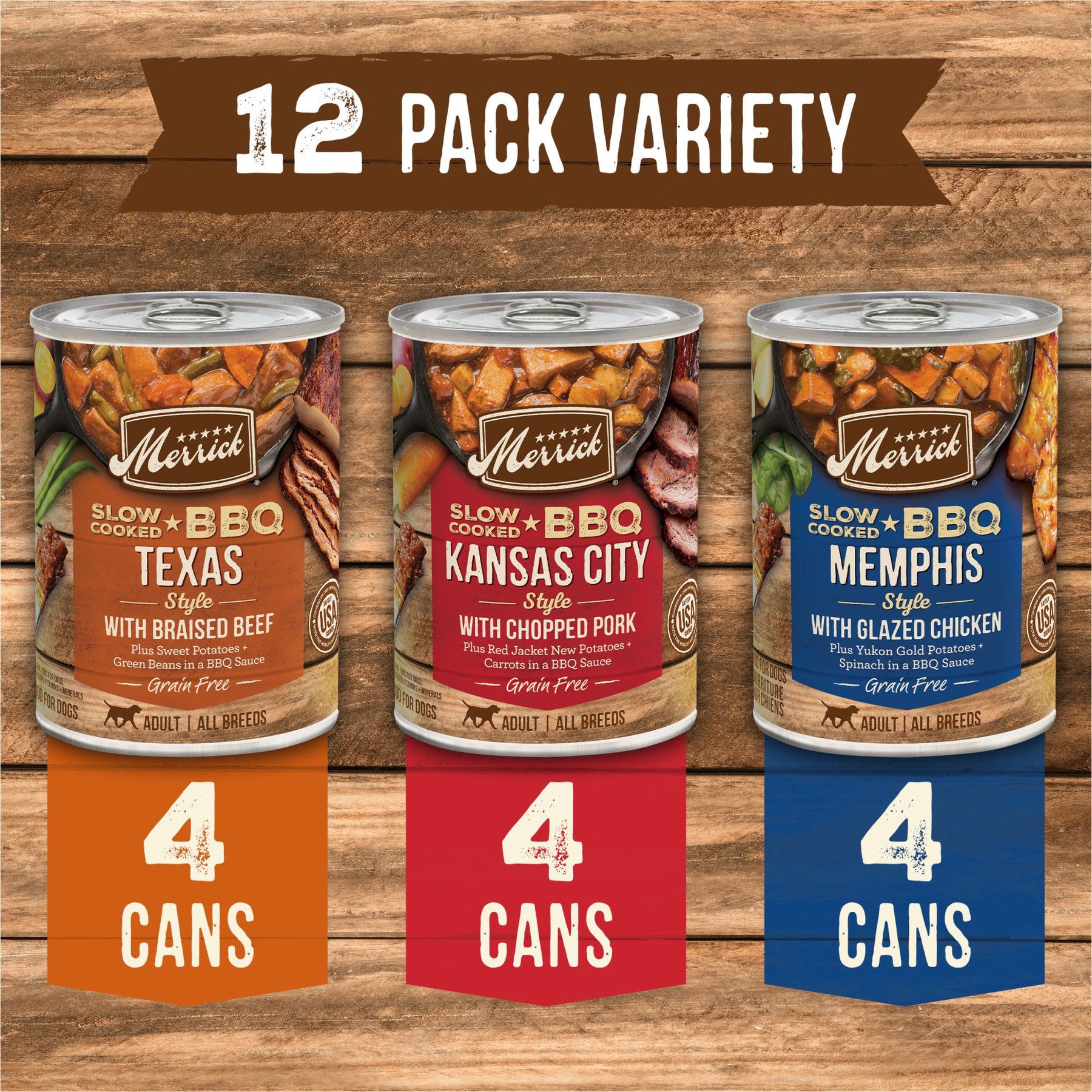 Merrick Slow Cooked BBQ Variety Pack Grain-Free Wet Dog Food