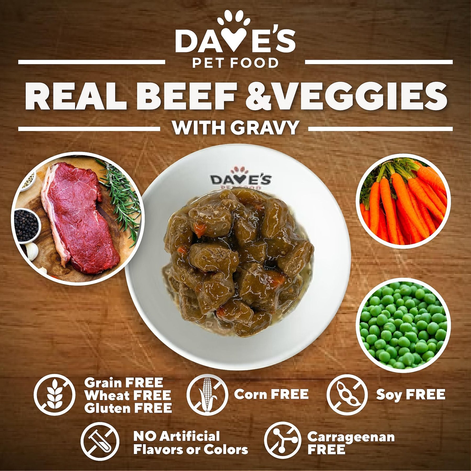 Dave's Pet Food Stewlicious Beef & Vegetable Stew. Grain-Free Canned Wet Dog Food, 13.2-oz, case of 12
