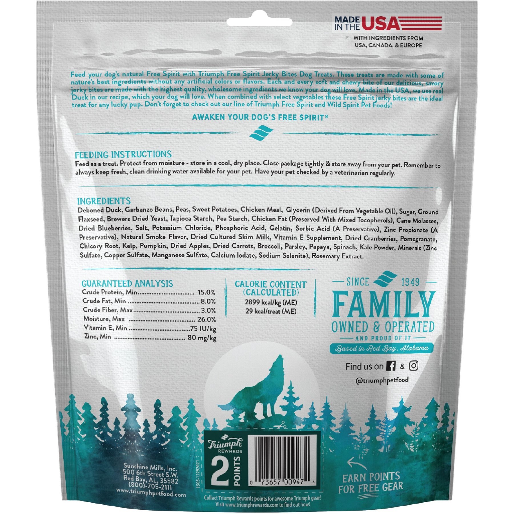 Triumph Jerky Bites Deboned Duck, Vegetable & Blueberry Grain-Free Dog Treats